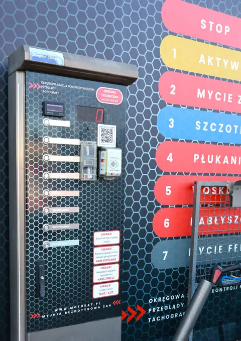 Panel stanowiska mycia i tablica programów